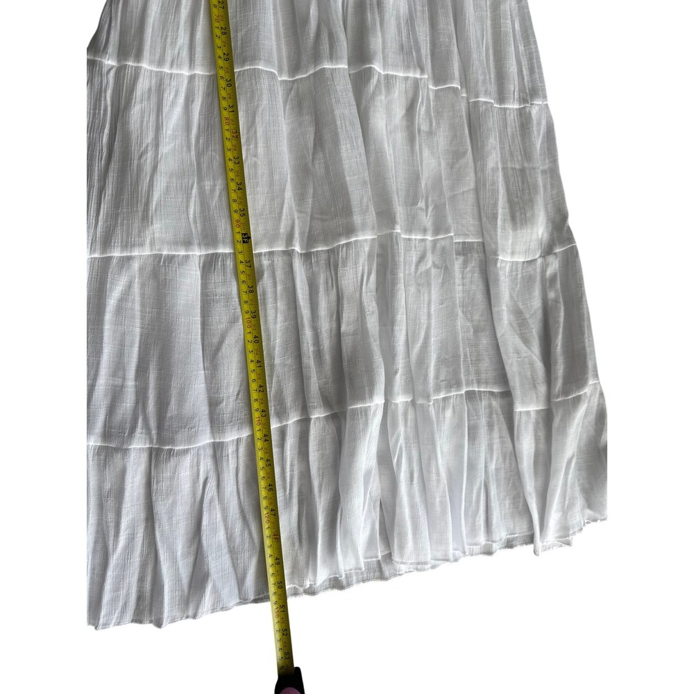 JOIE‎ White Tiered Midi Dress Smocked Waist Crochet Lace Fall Wedding Large - Picture 7 of 11